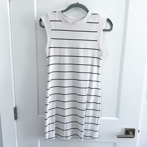 Sleeveless White and Black Striped Dress | Size S